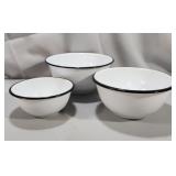 White Enamel 3pc. Bowl Set