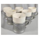 (6) Wilton Pewter Mugs w/ Porcelain Inserts