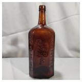 Early J.A. Gilka 8-Sided Amber Bottle