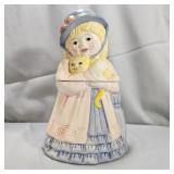 Vintage Ceramic Girl w/ Cat Cookie Jar