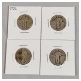 4 Standing Liberty Silver Quarters