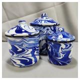 Blue Splatterware Canister Set