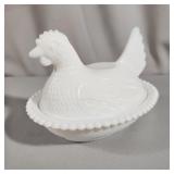 Indiana Glass Milk White Hen on Nest