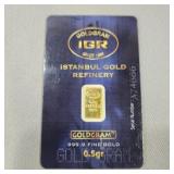 0.5gr .999 Fine Gold Bar