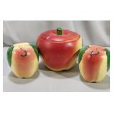 Hull "Blushing Apple" Grease Jar w/ S&P