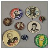 (9) Vintage Political Buttons