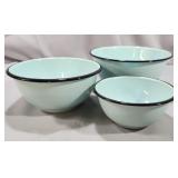 Lake Blue Enamel 3pc. Bowl Set
