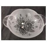 Vintage KIG Crystal Serving Bowl Frosted With