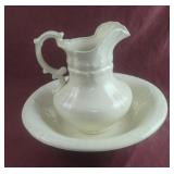 Vintage ceramic wash bowl and pitcher cream color