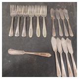 Silver plated forks and butter knives