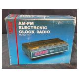Electro Brand AM-FM Electronic Clock Radio.