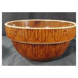 Vintage brown 'picket fence' ceramic mixing bowl