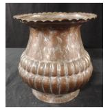 Vintage brass colored hammered etched vase
