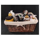 Basket with hair and hygiene supplies