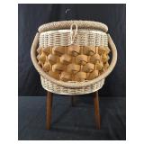 vintage wicker sewing basket with contents! 11x16
