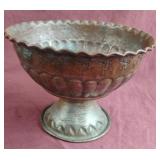 Vintage hammered etched metal planter