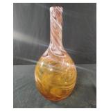 Hand Blown Butterscotch Swirl Art Glass Vase