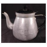 Vintage aluminum grease tea pot with strainer