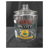 vintage Portofino Biscotti glass jar with a glass