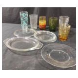 Glasses, lids and a plate
