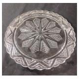 Vintage Snowflake Clear Footed Cake Plate