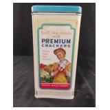 Vintage Premium Crackers metal tin box