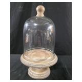 vintage-style glass cloche features a distressed