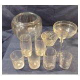 Glass cups and bowls