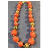 Fashion Red and gold beaded necklace 9' long