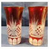 Vintage Ruby Red Cut To Clear Czech Bohemian