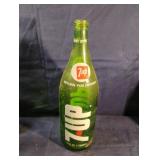 Vintage 7 Up green glass soda bottle