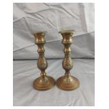 Embossed solid brass candle stick holders