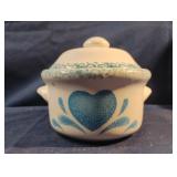 Spongeware pot with lid 3 1/2" tall