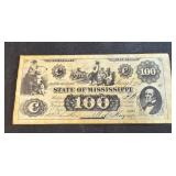 reproduction of a $100 treasury note issued by