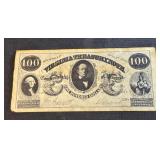 reproduction of an 1862 Virginia Treasury Note,