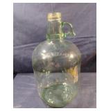 Vintage Green Glass Jug with finger loop. 1 gal