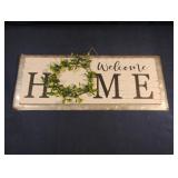 Welcome Home metal and wood sign 13 x 5 1/4