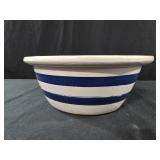Blue Stripe pattern large pottery mixing bowl