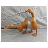 Hand carved duck statues