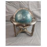 10" tall table top gemstone world globe featuring