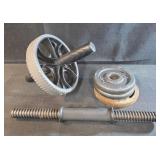 Ab roller and dumbell