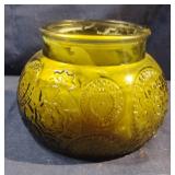 Green glass decorative candle