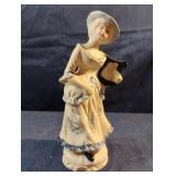 Vintage ceramic Colonial musician lady with a