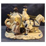 Vintage Porcelain Colonial Horse & Carriage in