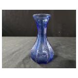 Vintage Indiana Glass Cobalt Blue Beaded Vase