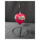 handcrafted blown glass heart ornament 4" on