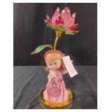 Vintage Art Nouveau-style girl angel and lotus