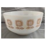 Vintage Federal Brown Sunflower Milk Glass