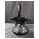 vintage black glass basket, ?Fenton Art Glass? ,