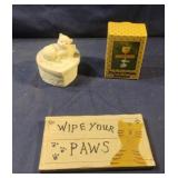 Cat ceramic trinket bowl and decor